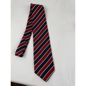 Giorgio Armani Silk Tie Men's Navy Blue Red White Striped Made in Italy